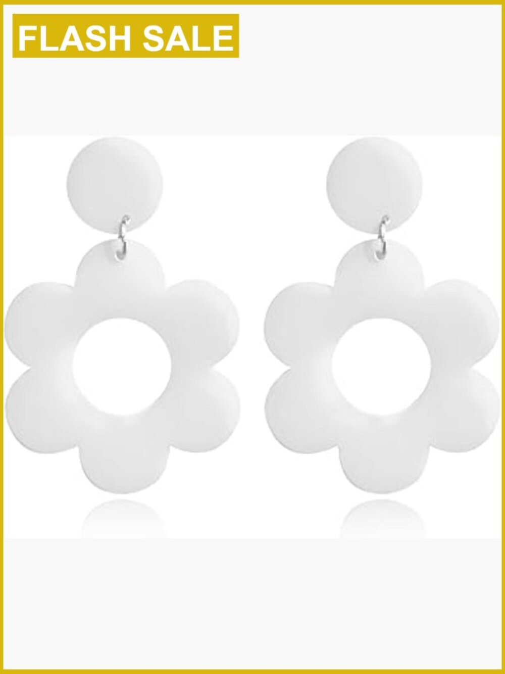 Vintage 60s 70s Acrylic Dangle Earrings, Large Flower Drop Earrings for Women - Picture 1 of 6